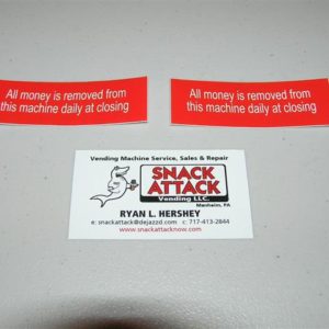 2 Decals "This Machine Accepts Dollar Coins." SNACK or SODA VENDING MACHINE 