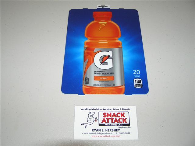 Dixie Narco 276HVV & 501E Soda Vending Machine Gatorade Bottle Label Set – Made In USA