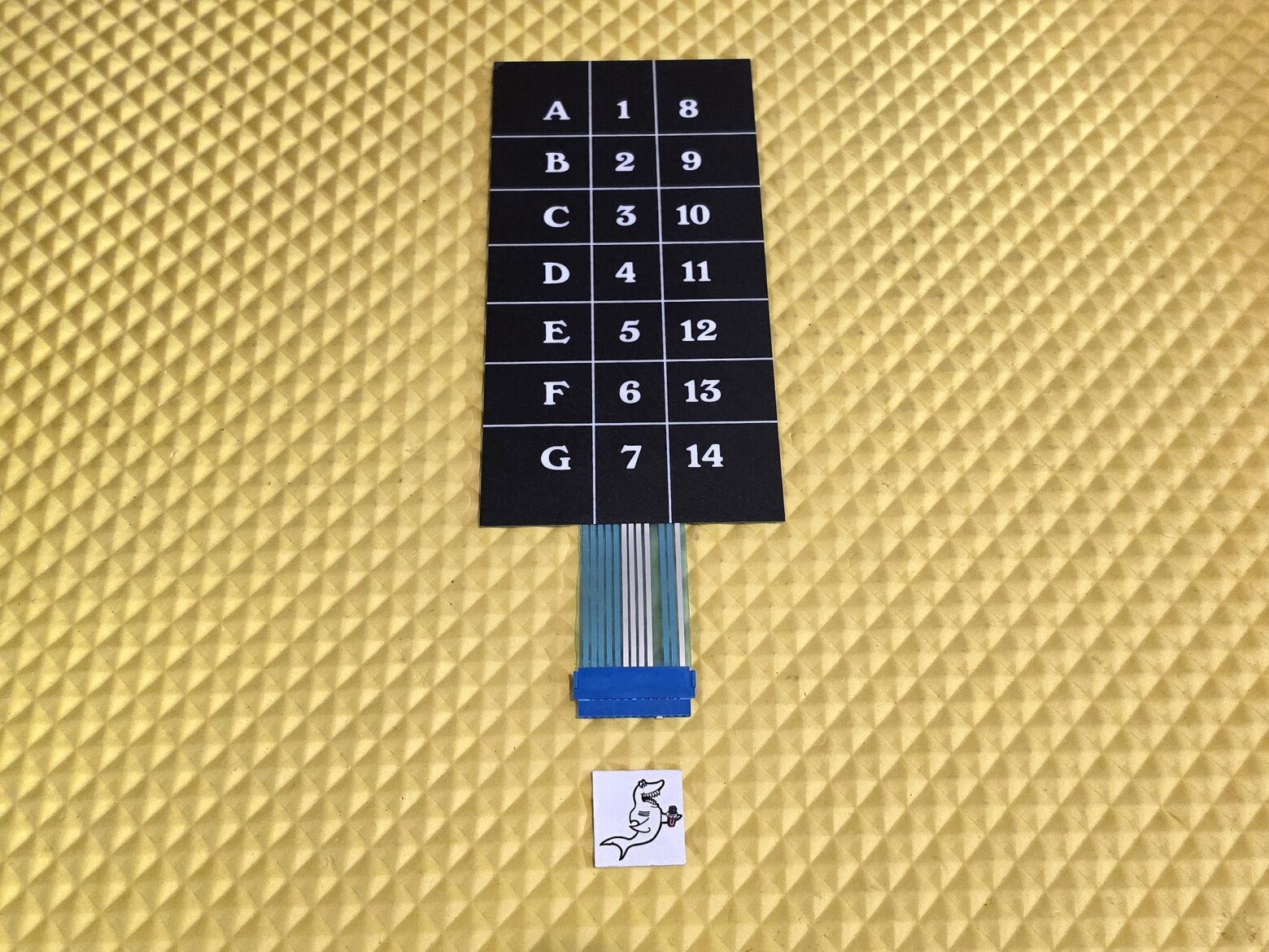 FSI, USI SNACK MACHINE KEY PAD With Metal Plate Backing A-G and 1-14 / 12 Pin Bottom Connect - New